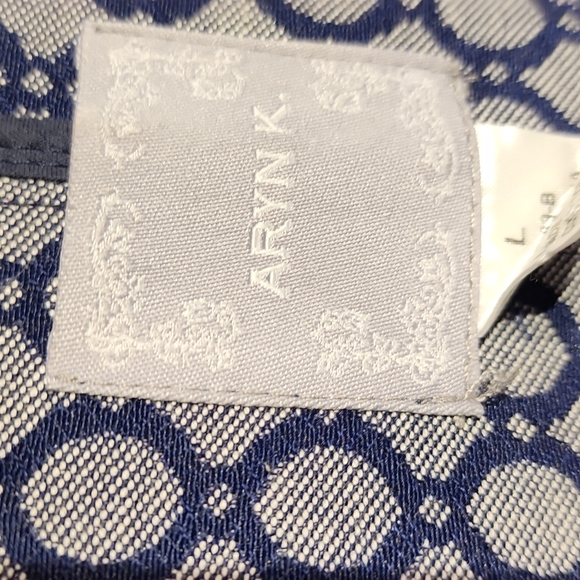 Aryn K Blue & White Jacket double breasted  Sz Large - Picture 5 of 13